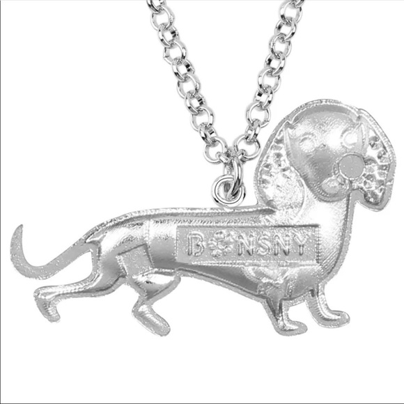 Dachshund necklace enameled metal CZ detail - Picture 4 of 5